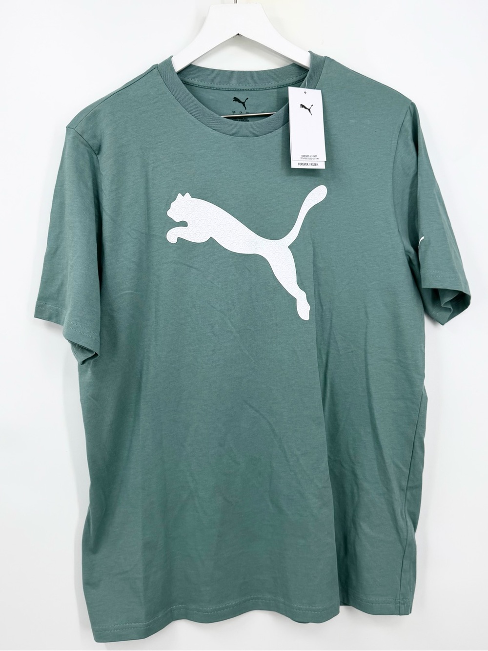 Puma Sage Green Tee with White Puma Cat Logo